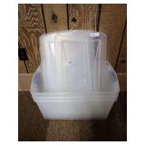 Lot of 3 Clear Plastic Storage Bins with Lids