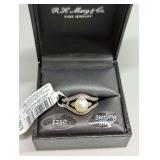R.H. Macy & Co. Sterling Silver Cultured Pearl and Diamond Ring - Size 7