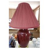 Burgundy Table Lamp with Pleated Shade