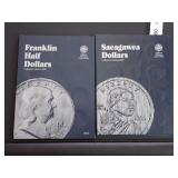 WHITMAN SACAGAWEA DOLLAR & FRANKLIN HALF DOLLAR COLLECTOR ALBUMS - SOME ARE MISSING COINS