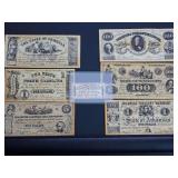 (7) REPLICA CONFEDERATE BANKNOTES - ALL BUT 1 MARKED "COPY"