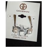 Giani Bernini Sterling Silver Cubic Zirconia Pearl Drop Earrings