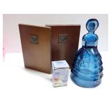 Bookends, Precious Moments Fan Pull, and Decorative Glass Bell