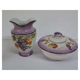 Porcelain Vase and Bowl with Lid - Made in England