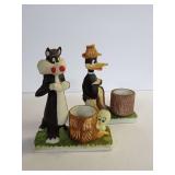 Looney Tunes Sylvestor and Daffy Duck Figural Planters Warner Bros 1980