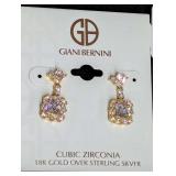 Giani Bernini Cubic Zirconia Earrings - 18K Gold Over Sterling Silver
