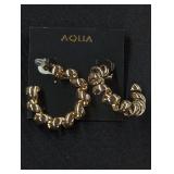 Designer Gold Tone Hoop Earrings