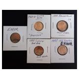 (5) ERROR PENNIES - SEE ALL PHOTOS
