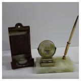 Metal Match Holder & Desk Calendar with Pen
