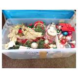 Large Assorted Christmas Decoration Lot in Lidded Tote