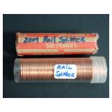 (2) ROLLS OF 2009 RAIL SPLITTER PENNIES