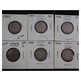 (6) LIBERTY HEAD "V" NICKELS