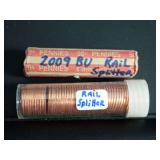 (2) ROLLS OF 2009 RAIL SPLITTER PENNIES