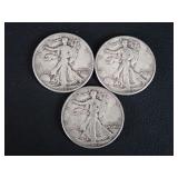 (3) WALKER HALF DOLLAR COINS