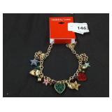 Designer Holiday Charm Necklace with Hearts and Stars