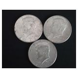 (3) 1964 KENNEDY HALF DOLLAR COINS - 90% SILVER