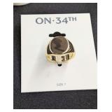 Designer Gold Tone Signet Ring - Size 7
