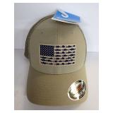 New Columbia PFG Fishing Gear Cap - American Flag Fish Design - Size S/M
