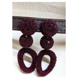 Deepa Gurnani Brown Beaded Drop Earrings In Box