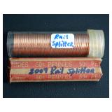 (2) ROLLS OF 2009 RAIL SPLITTER PENNIES