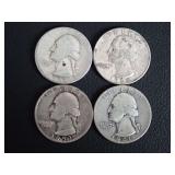 (4) WASHINGTON QUARTERS - 90% SILVER