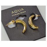 Sterling Silver Gold Tone Crescent Earrings