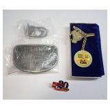 Belt Buckle, Key Chain, and Pin Collection