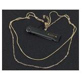 Designer Gold Tone Layered Chain Necklace with Tag