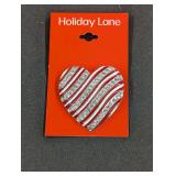 Designer Holiday Rhinestone Heart Pin