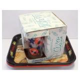 Coca-Cola Collectible Trays and Star Glasses Set