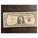 1957B $1 BLUE SEAL SILVER CERTIFICATE NOTE - SERIAL NO X52491143A