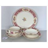 VINTAGE HOMER LAUGHLIN "MAJESTIC FLORAL" 5 PIECE PLACE SETTING