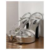 NEW SILVER NINE WEST PLATFORM HEELS SIZE 7M