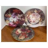 3 GODINGER LIMOGES FLORAL DINNER PLATES