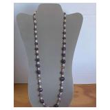 VINTAGE CRYSTAL & GLASS BEADED NECKLACE 29" LONG - CHECKOUT