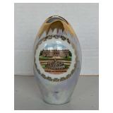 ANTIQUE HAND PAINTED GERMAN LUSTERWARE VASE W/ GOLD TRIM 4 7/8" TALL