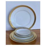 6 PLACE SETTING OF VINTAGE L. BERNARDAUD & C. LIMOGES GOLD TRIM CHINA MADE IN FRANCE