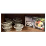 2 NEW STUDIO NOVA 5" BOWLS & 7 VINTAGE INDIANA GLASS TULIP CANDLESTICKS