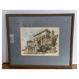 VINTAGE ALDO RAIMONDI DOUBLE SIGNED "THE ARCH OF SEPTIMIUS SEVERUS" WATERCOLOR ART PRINT MATTED/FRAMED 15" X 13"