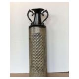 TALL METAL 2 HANDLED VASE 20" TALL X 6 1/2" WIDE