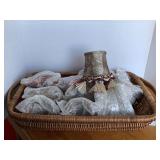 11 NEW DECORATIVE NIGHT LIGHTS IN NICE WOVEN BASKET