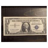 1957 $1 BLUE SEAL SILVER CERTIFICATE NOTE (VERY CRISPY) - SERIAL NO G30811186A
