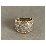 14K GOLD WIDE BAND W/ DIAMONDS SIZE 4 1/2 (6.63 GRAMS) - CHECKOUT