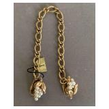 VINTAGE TRIFARI GOLD TONE SWEATER CLIP WITH PEARL GRAPE CLUSTERS IN ORIGINAL BOX - CHECKOUT