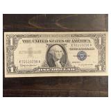 1957B $1 BLUE SEAL SILVER CERTIFICATE NOTE - SERIAL NO X72110230A