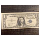 1957B $1 BLUE SEAL SILVER CERTIFICATE STAR NOTE (CRISP) - SERIAL NO *01238555B