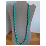 HAND KNOTTED FACETED TURQUOISE HOWLITE NECKLACE 28" LONG - CHECKOUT