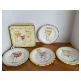 SET OF 4 ROSANNA "SUMMER WINE" DESSERT PLATES IN ORIGINAL BOX