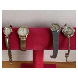 VINTAGE TIMEX GOLD TONE WATCH, RUMORS SILVERTONE BANGLE WATCH, MONDAINE ZURICH & EXPLRAESS SILVERTONE WATCH - CHECKOUT