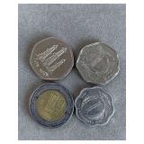 4 FOREIGN COINS (1994 EAST CARIBBEAN STATES 1 CENT COIN, UNITED ARAB EMIRATES 50 FILS COIN, 2007 BOT SWANG 25 THEBE COIN, 2016 MEXICO 1 DOLLAR PESO) - CHECKOUT